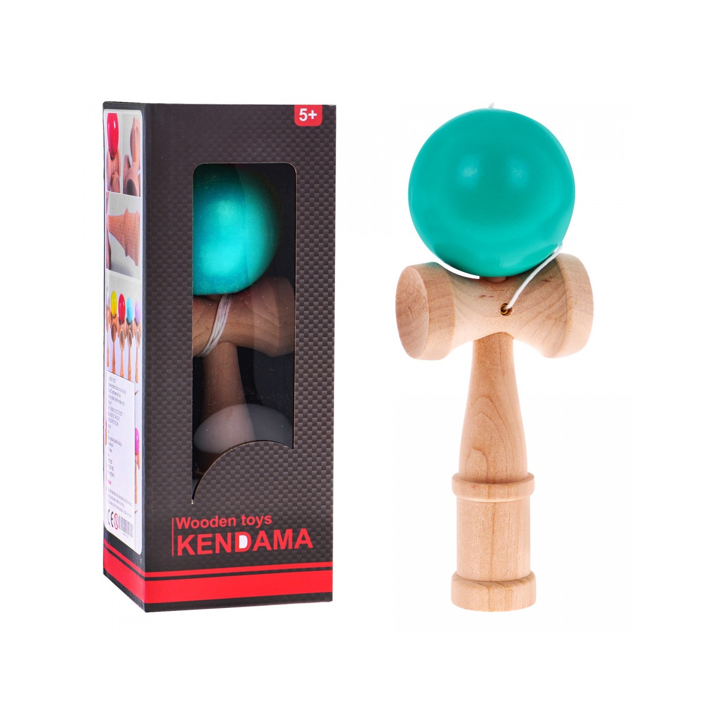 Rustikální kendama hra pro děti 3+ a dospělé dřevěná hračka + zelený míč