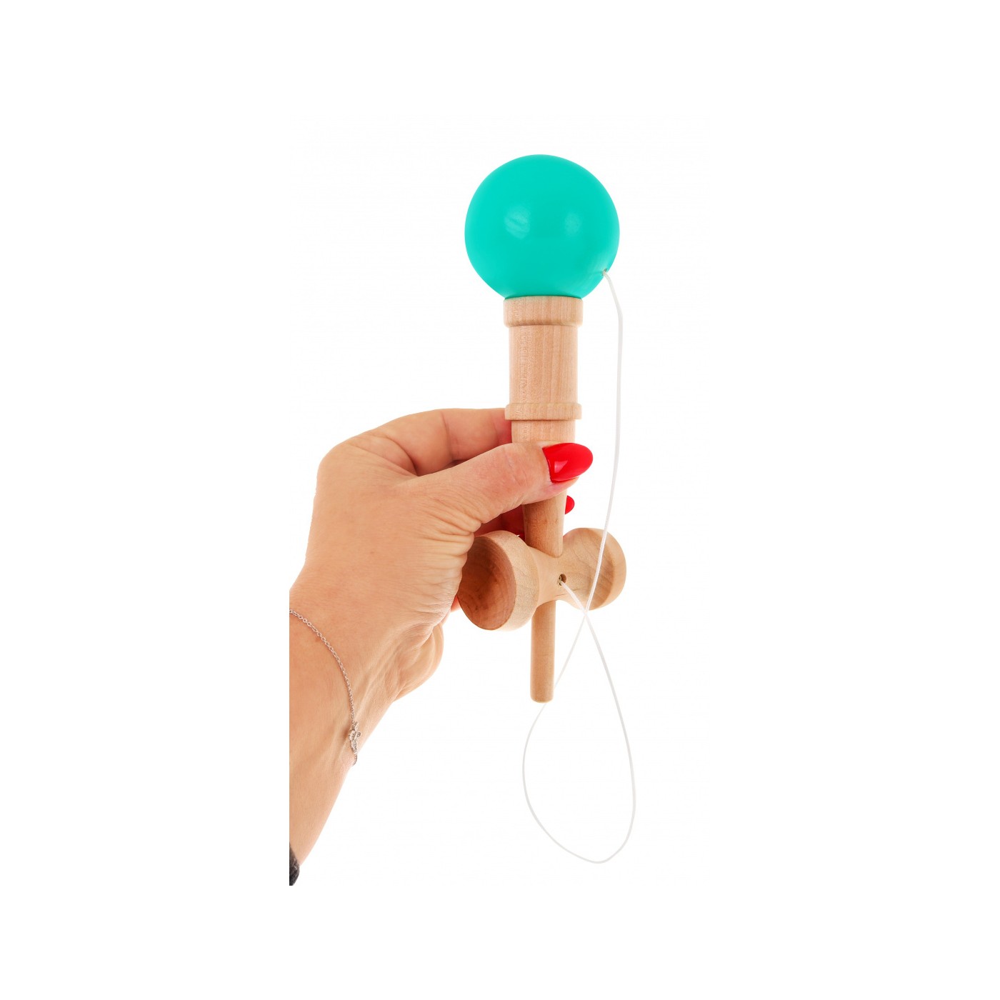 Rustikální kendama hra pro děti 3+ a dospělé dřevěná hračka + zelený míč