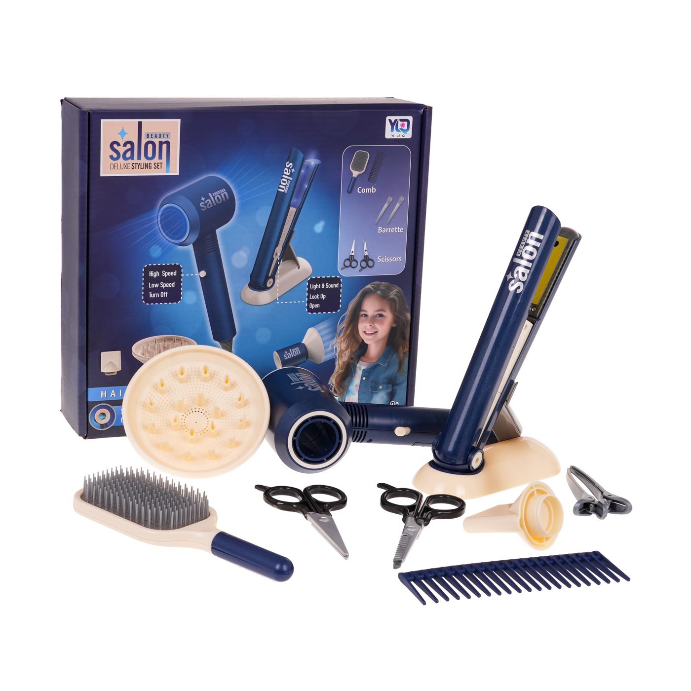 Set pro malého kadeřníka Modrá + doplňky