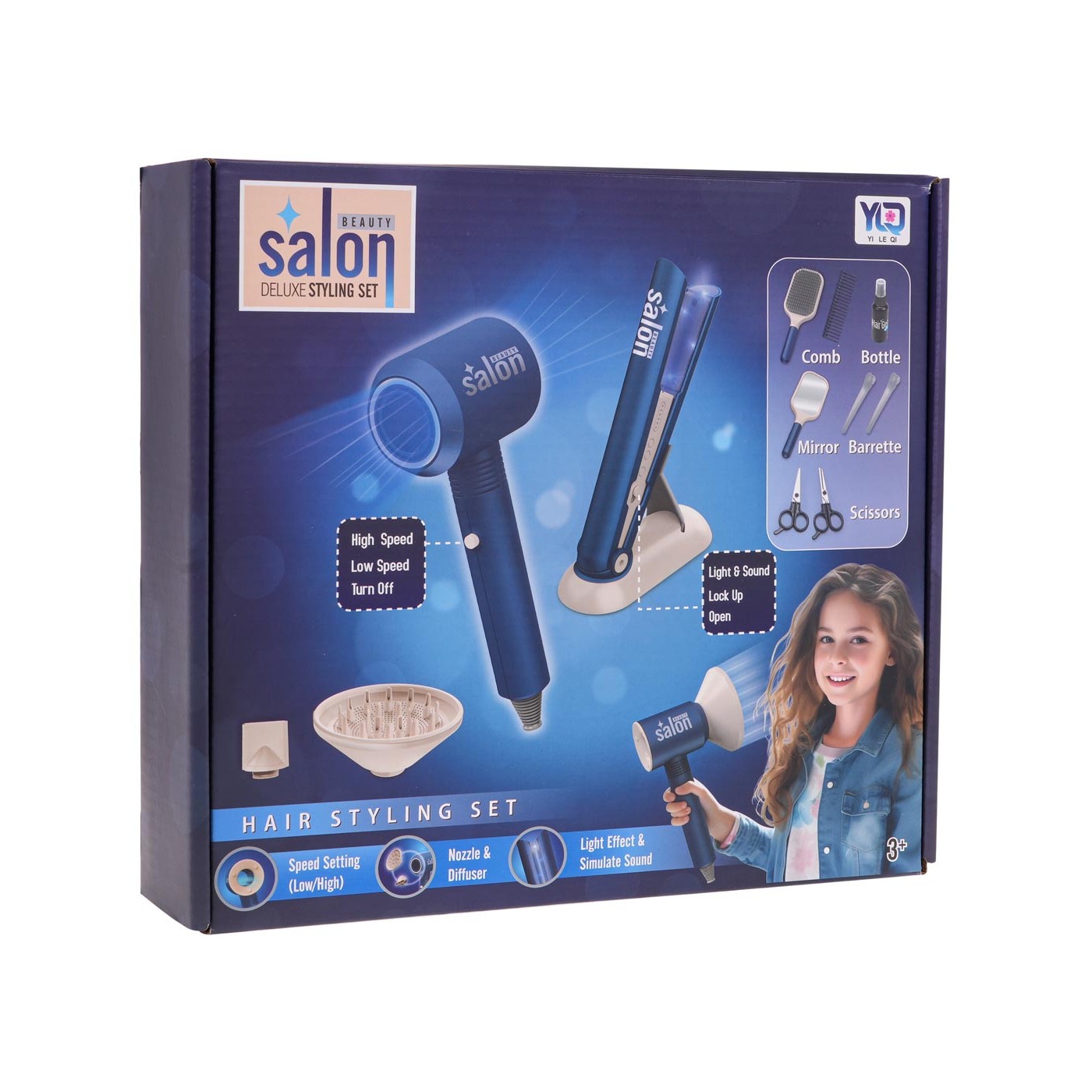 MEGA Set pro malého kadeřníka Modrá + doplňky