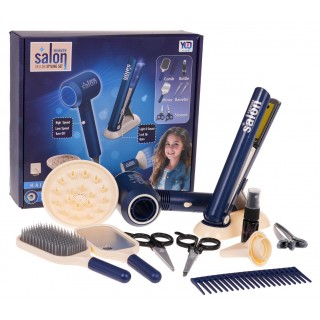 MEGA Set pro malého kadeřníka Modrá + doplňky
