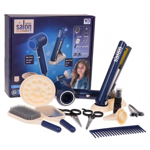 MEGA Set pro malého kadeřníka Modrá + doplňky