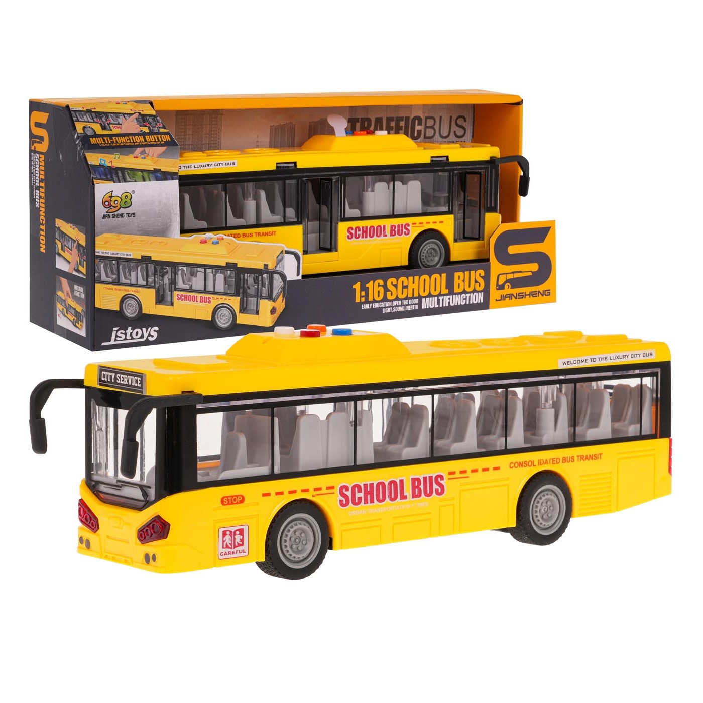 Žlutý autobus se světly a zvukovou funkcí