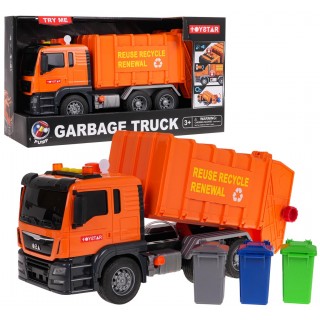 Oranžové popelářské auto se zvukovou funkcí + příslušenství