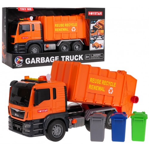Oranžové popelářské auto se zvukovou funkcí + příslušenství