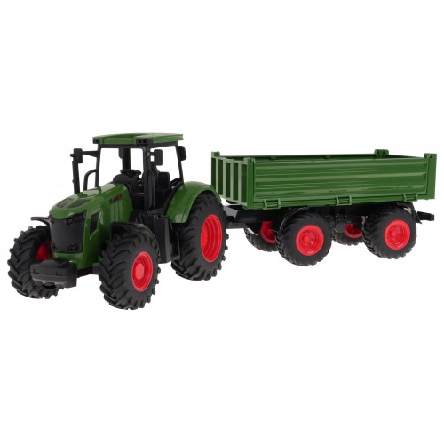 Zelený traktor s přívěsem