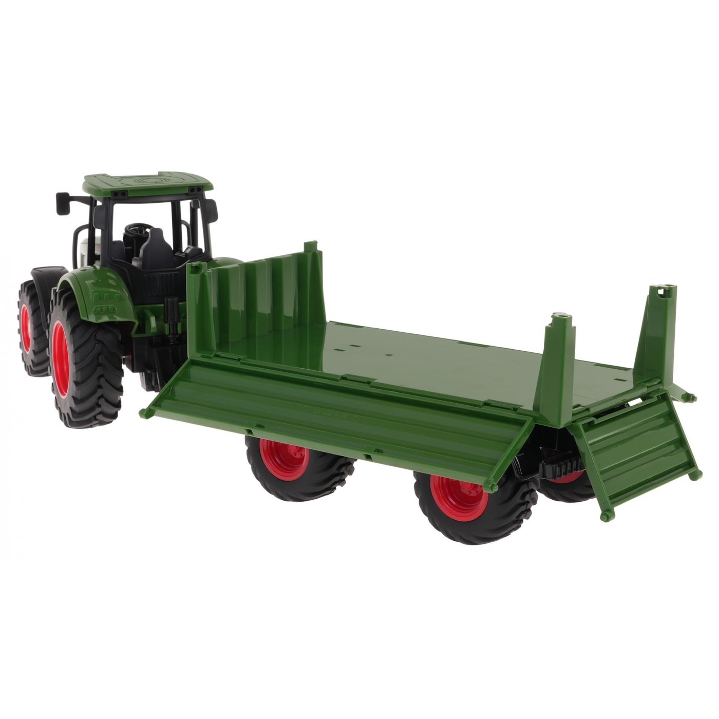 Zelený traktor s přívěsem