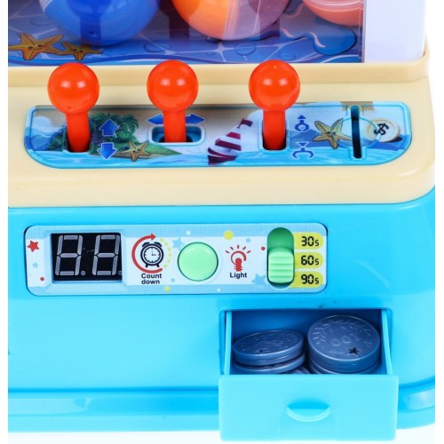 Automat s uchopovačem pro děti 3+ Dovednostní hra Chytač kuliček + Ovládací panel + 10 kuliček+ 12 žetonů