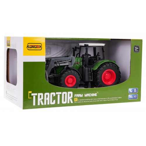 Zelený traktor s buldozerem