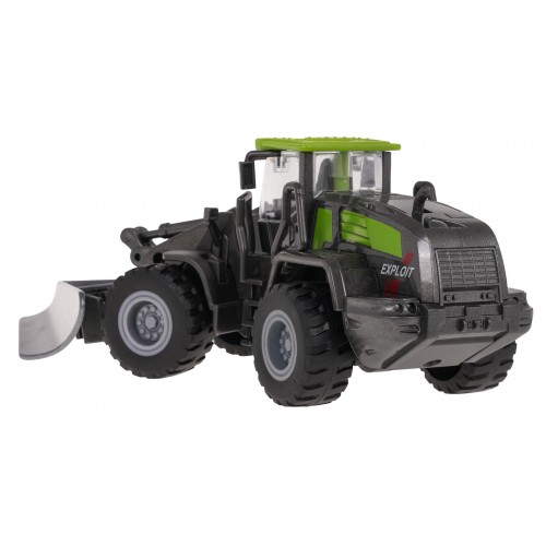 Kovový buldozer černý a zelený