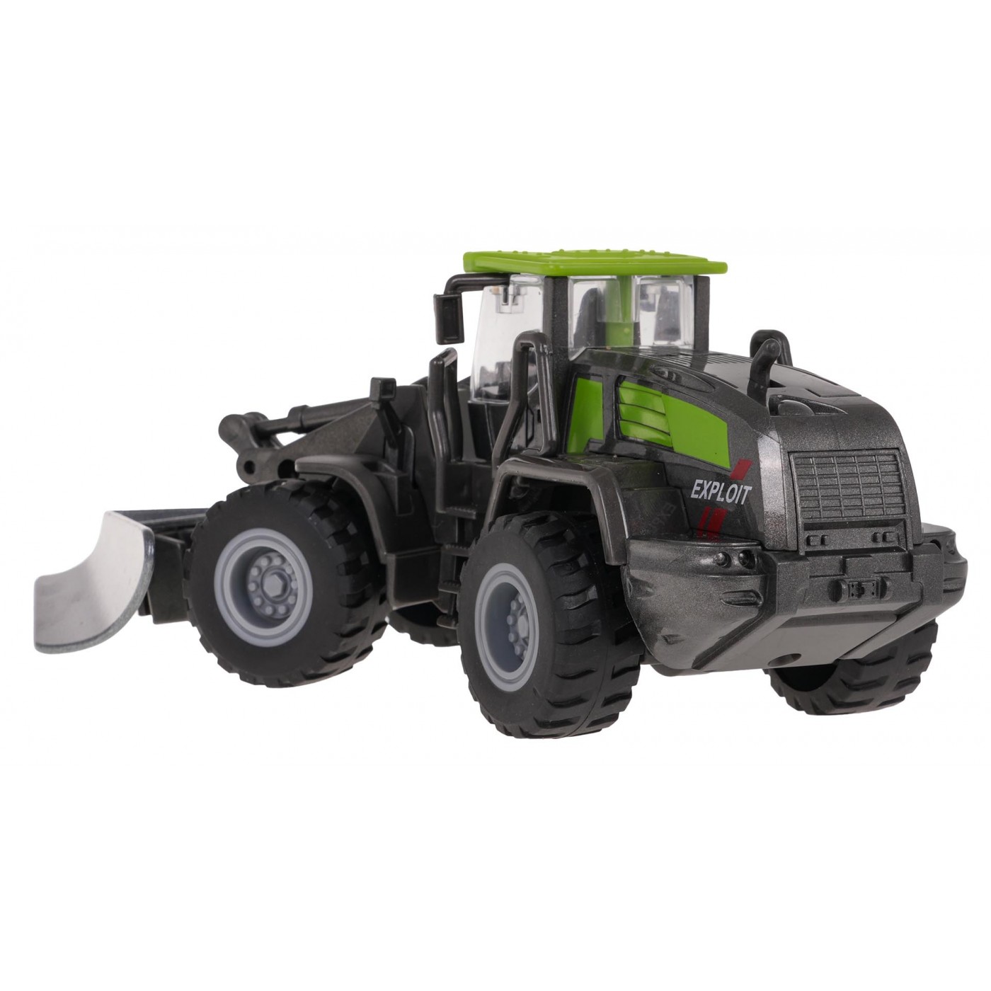 Kovový buldozer černý a zelený