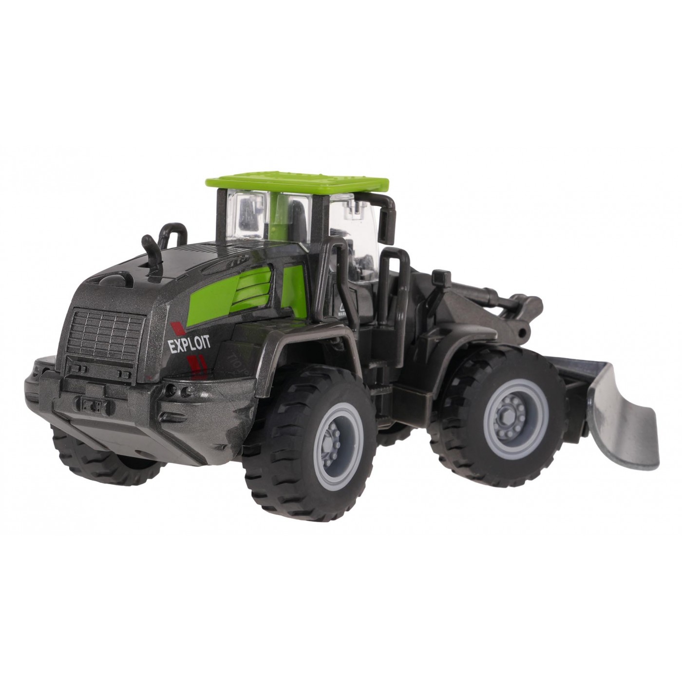 Kovový buldozer černý a zelený