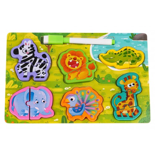 Dřevěná deska + Safari puzzle