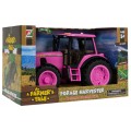 Růžový traktor s funkcí světla a zvuku