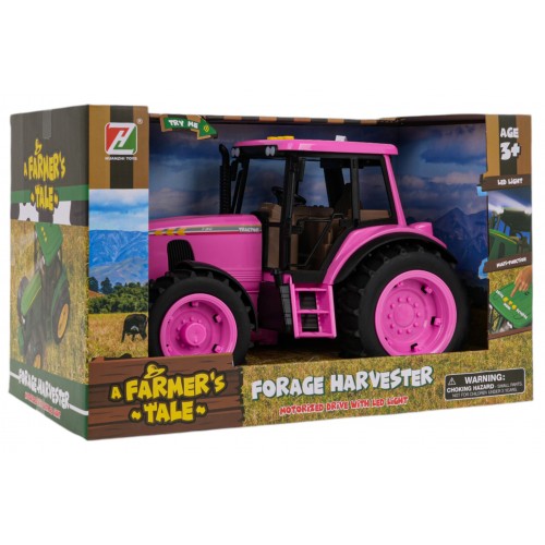 Růžový traktor s funkcí světla a zvuku