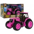 Růžový traktor s funkcí světla a zvuku