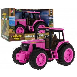 Růžový traktor s funkcí světla a zvuku
