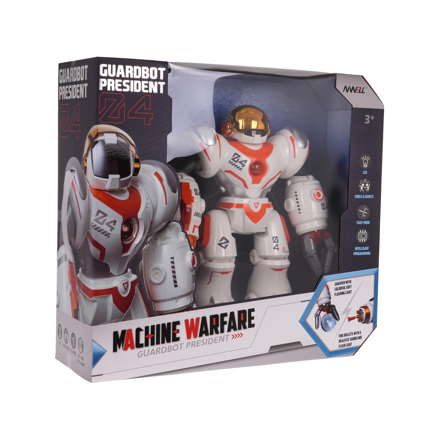 Multifunkční oranžový a bílý R/C robot