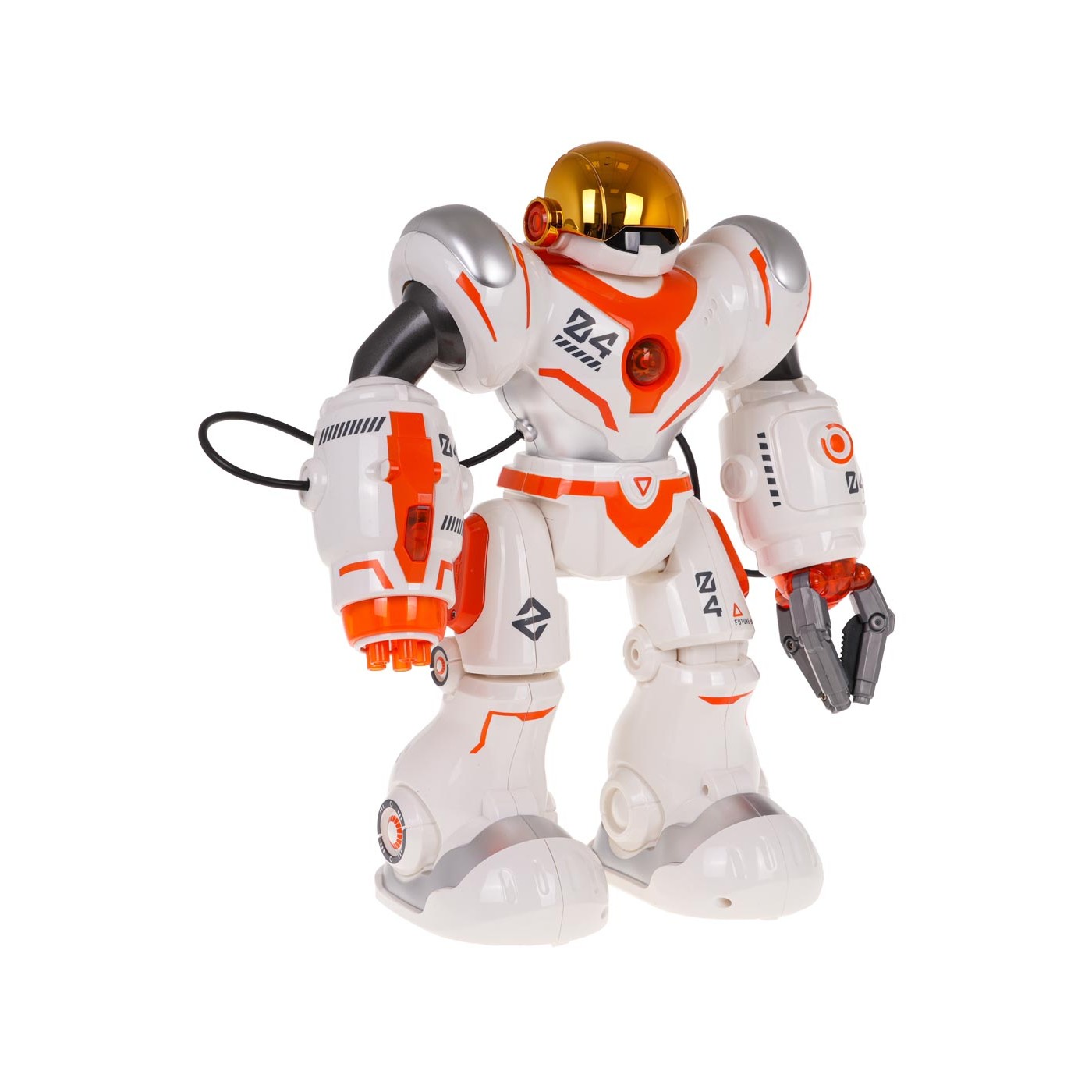 Multifunkční oranžový a bílý R/C robot