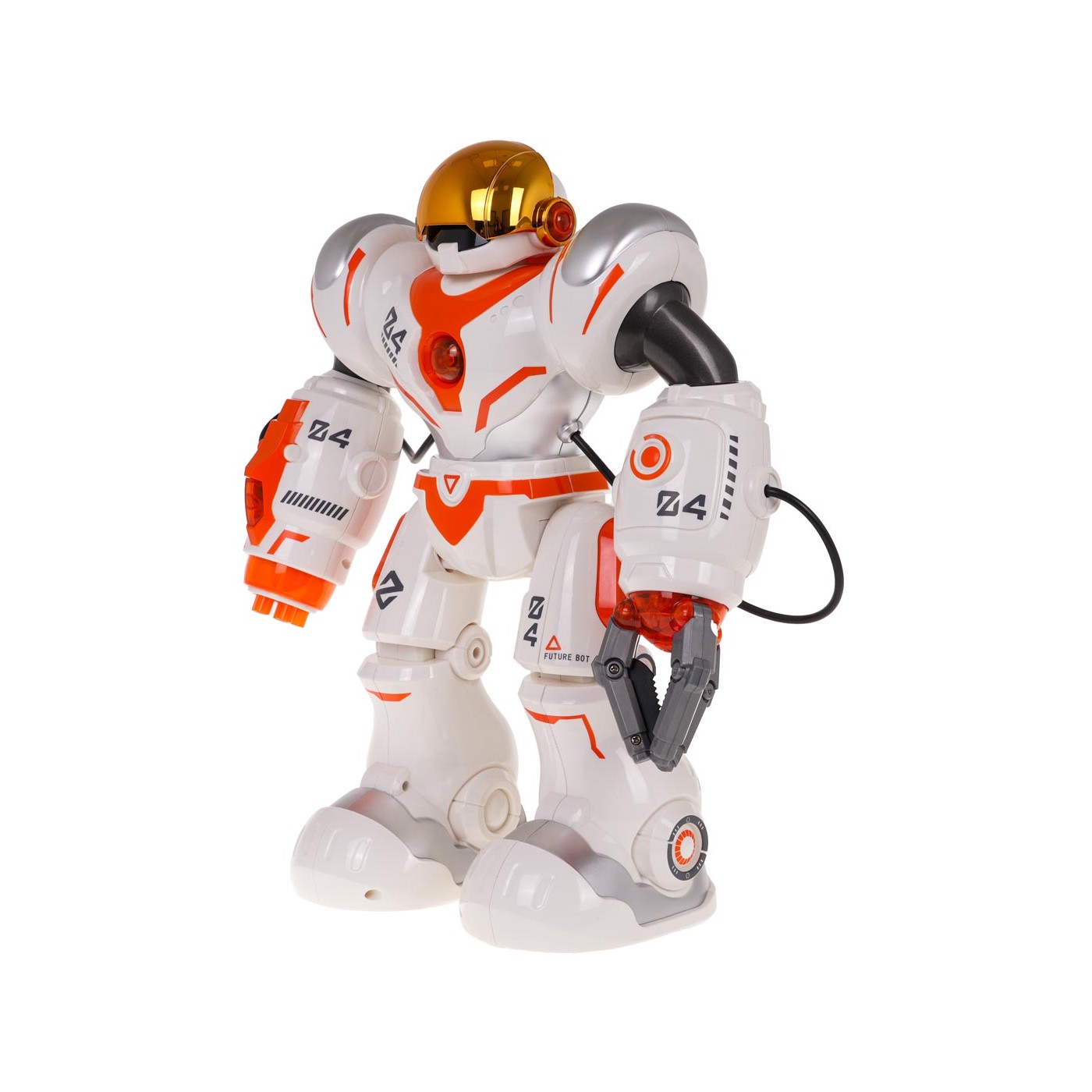 Multifunkční oranžový a bílý R/C robot