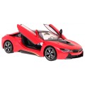 BMW i8 červený RASTAR model 1:14 Dálkové ovládání auta + 2,4 GHz dálkové ovládání