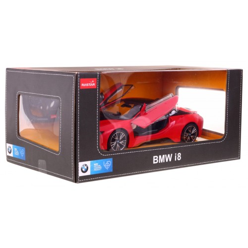 BMW i8 červený RASTAR model 1:14 Dálkové ovládání auta + 2,4 GHz dálkové ovládání