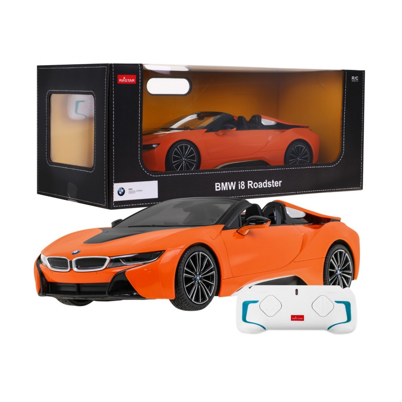 BMW i8 Roadster oranžový RASTAR model 1:12 Dálkově ovládané auto + 2,4 GHz dálkové ovládání
