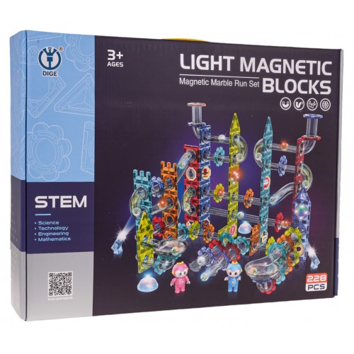 Magnetické stavební bloky Sada světelných koulí 228 ks.
