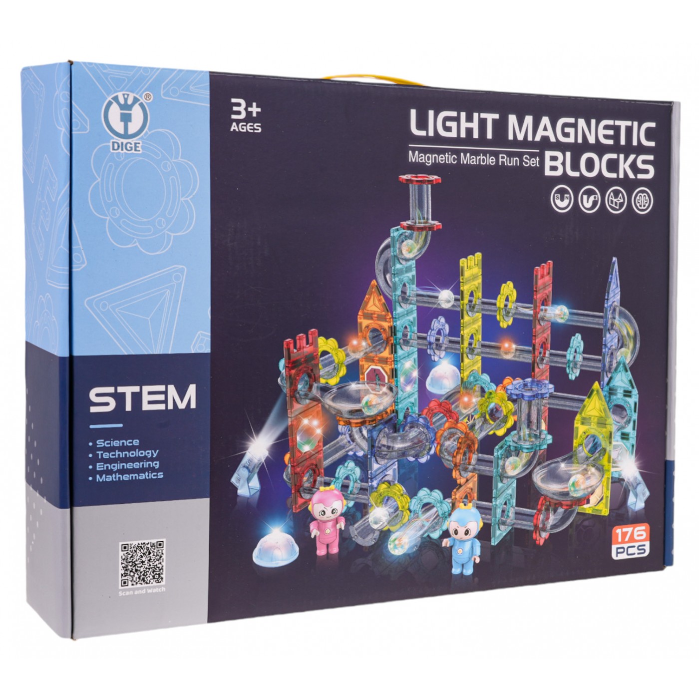 Sada magnetických stavebních bloků Luminous Ball 176 pcs.