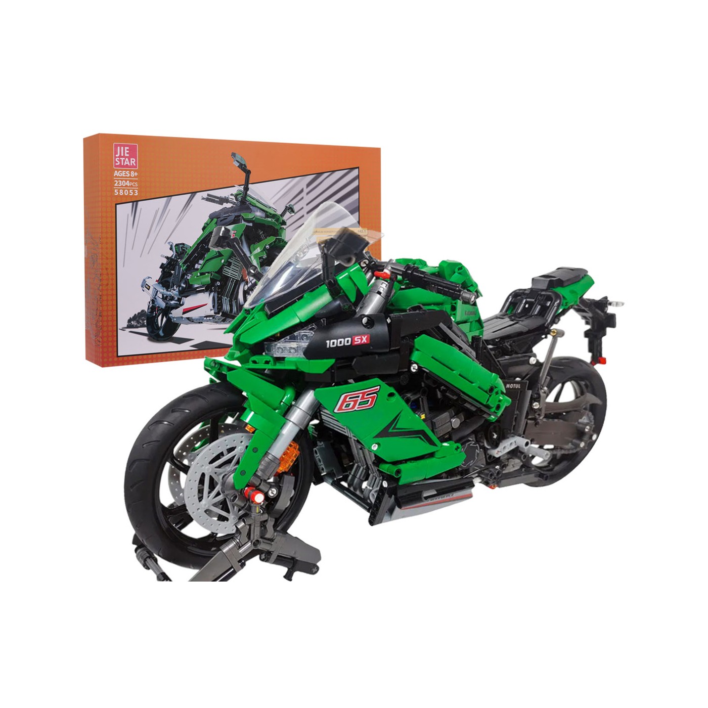 Sada stavebních kostek pro zelené sportovní motocykly 2304 ks.