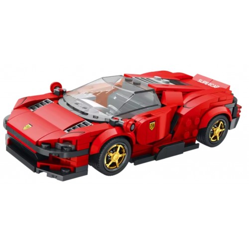 Sada stavebních kostek červeného sportovního auta 306 ks.