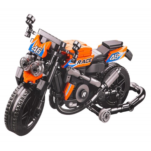 Oranžová sada stavebních kostek na motorku 403 ks.