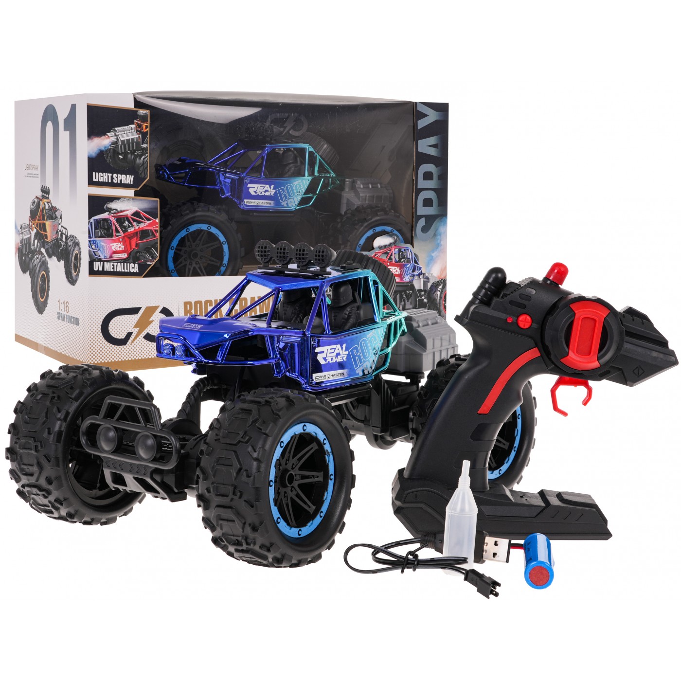REAL ROCK Crawler s kouřovou funkcí R/C Blue