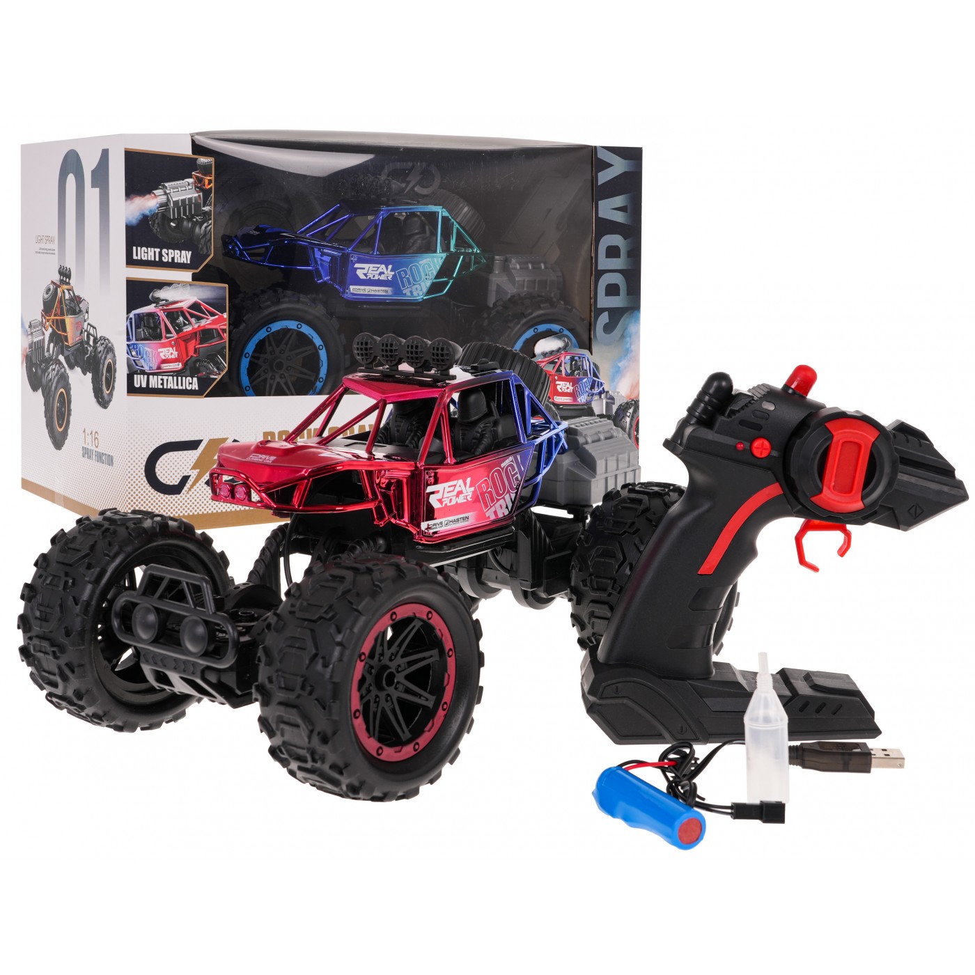 REAL ROCK Crawler s funkcí Smoke R/C Red