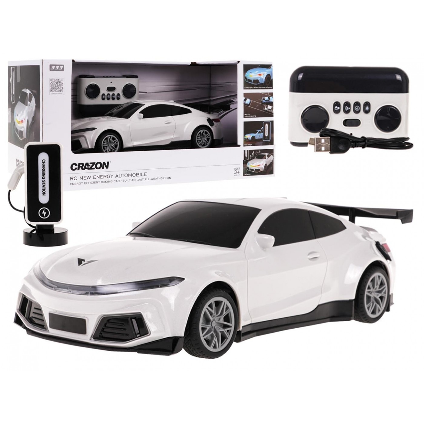 R/C auto + nabíjecí stanice bílá