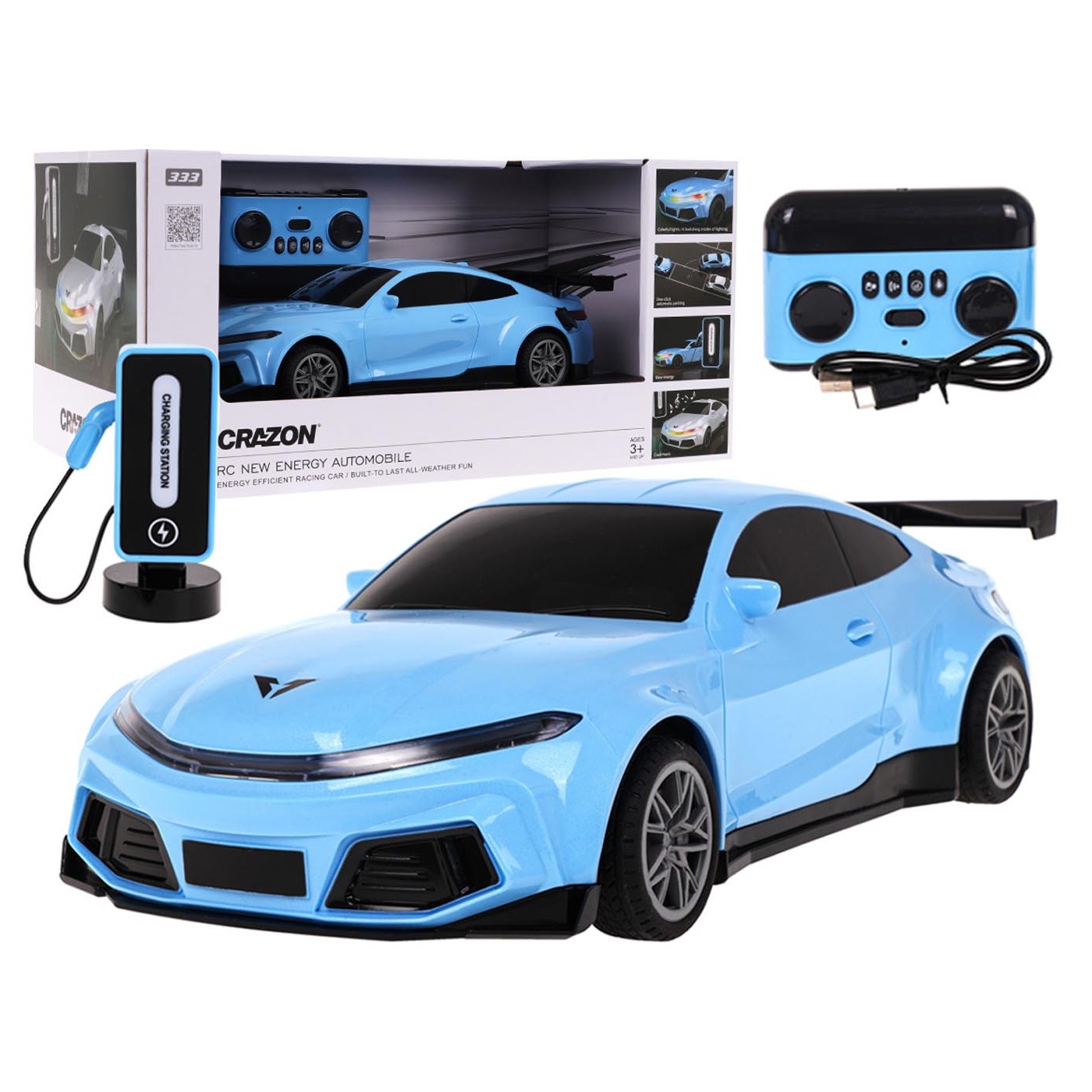 R/C auto + nabíjecí stanice modrá