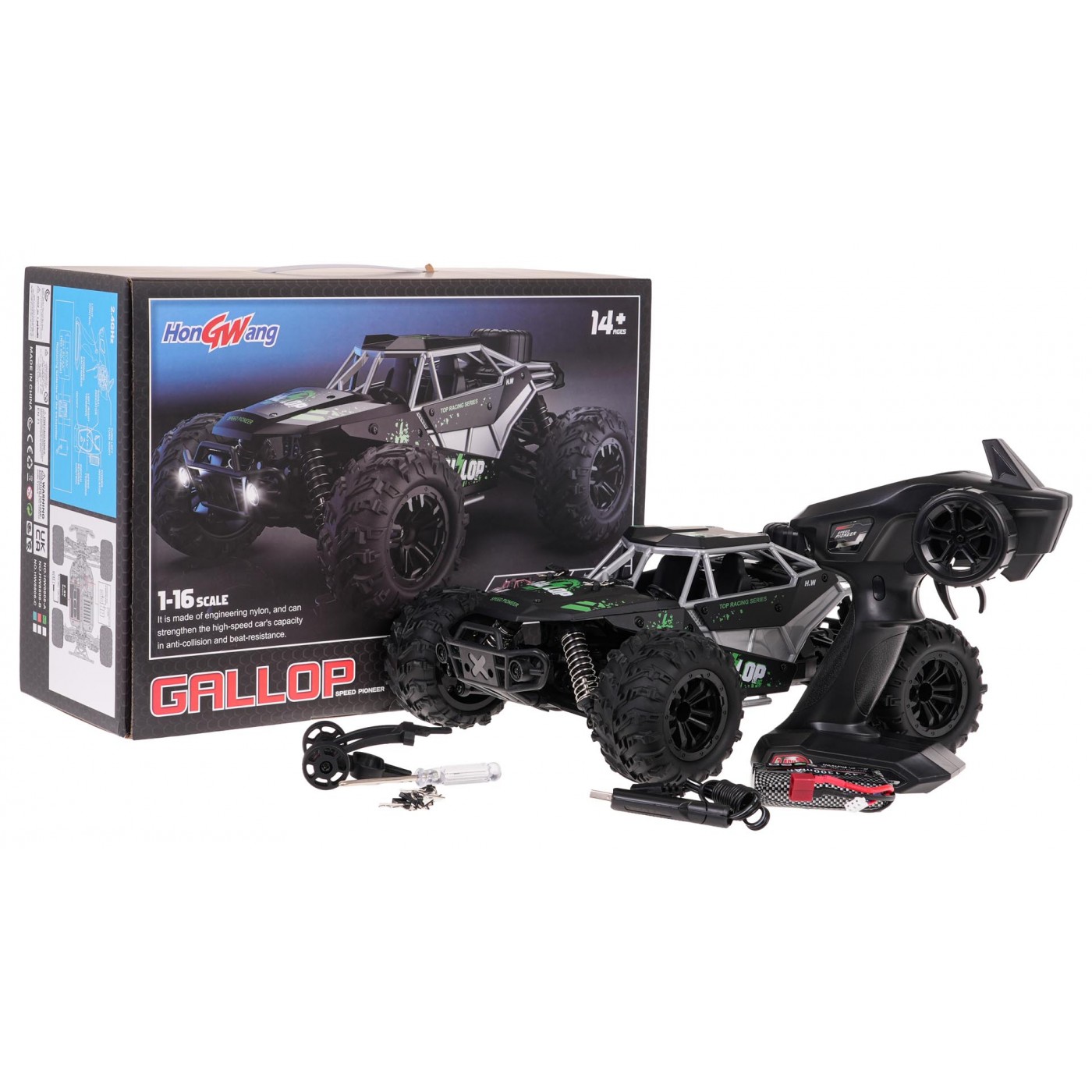 Pásový pás GALOP 1:16 R/C Zelený