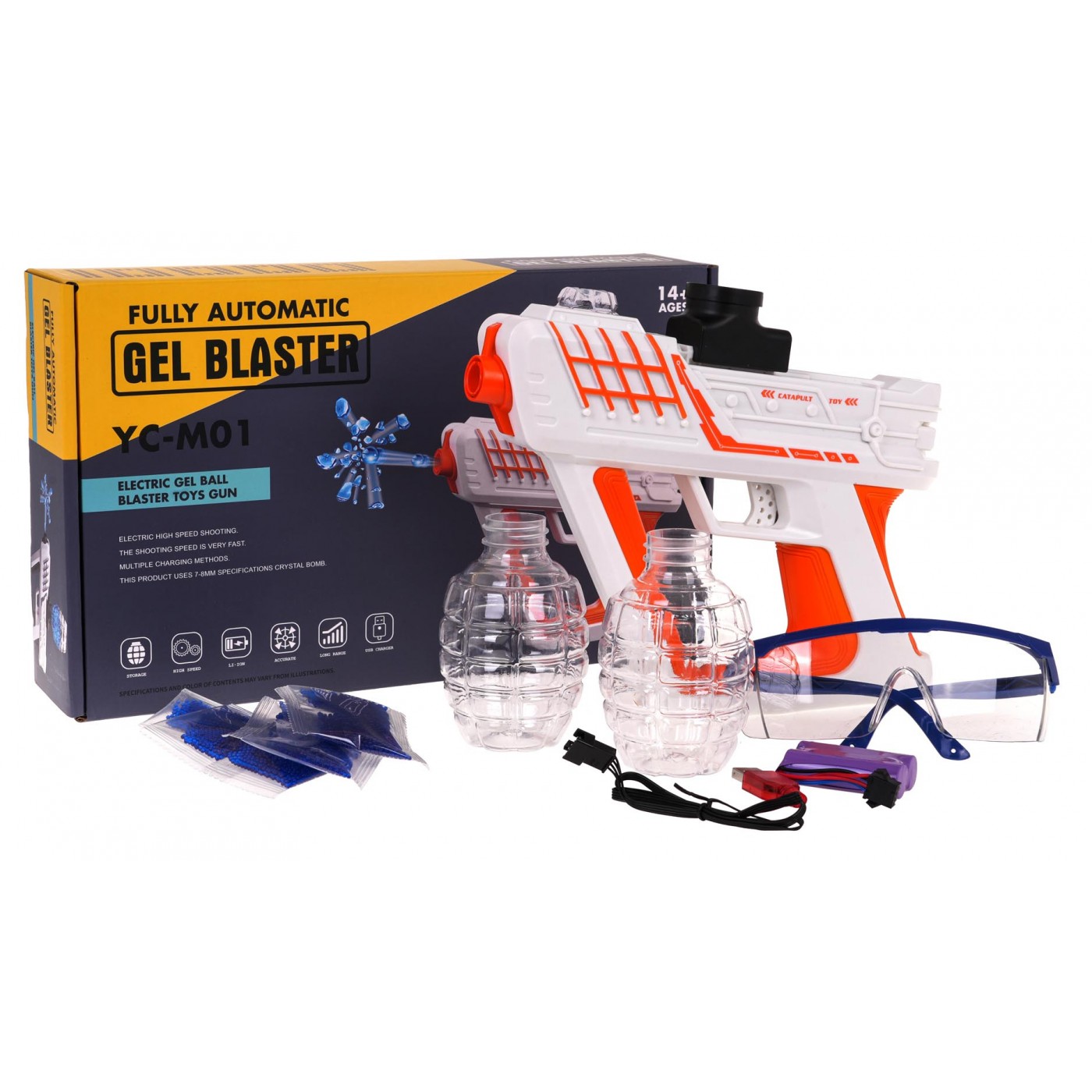 Oranžová gelová pistole BLASTER + příslušenství
