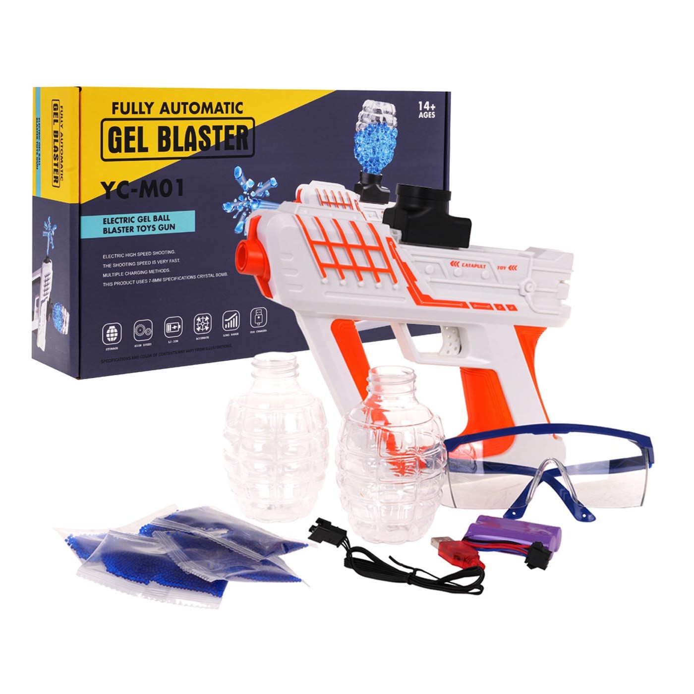 Oranžová gelová pistole BLASTER + příslušenství