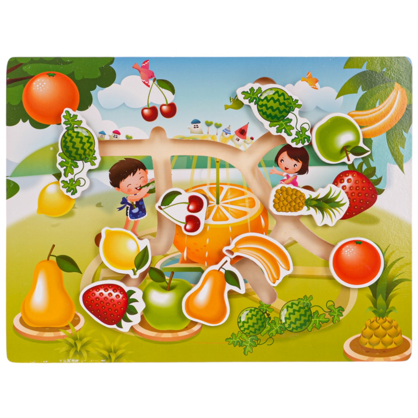 Dřevěné puzzle sada ovoce zelenina