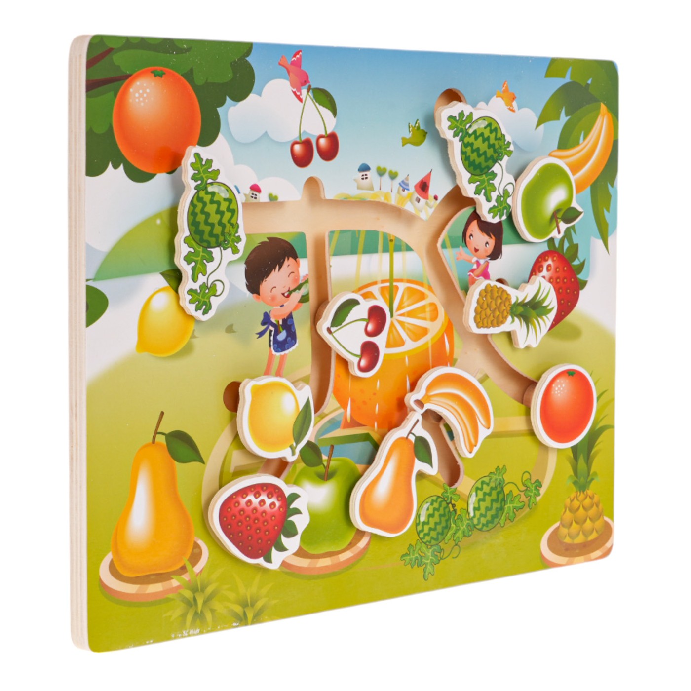 Dřevěné puzzle sada ovoce zelenina