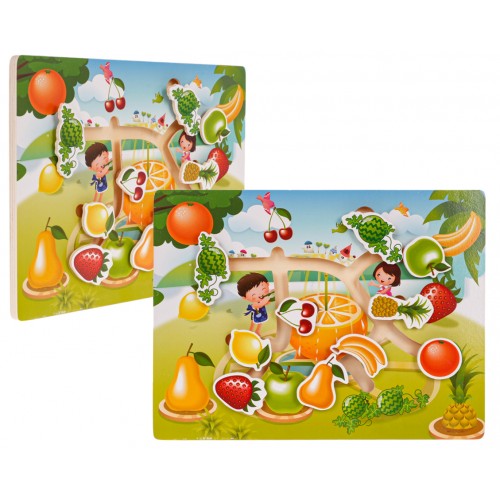 Dřevěné puzzle sada ovoce zelenina