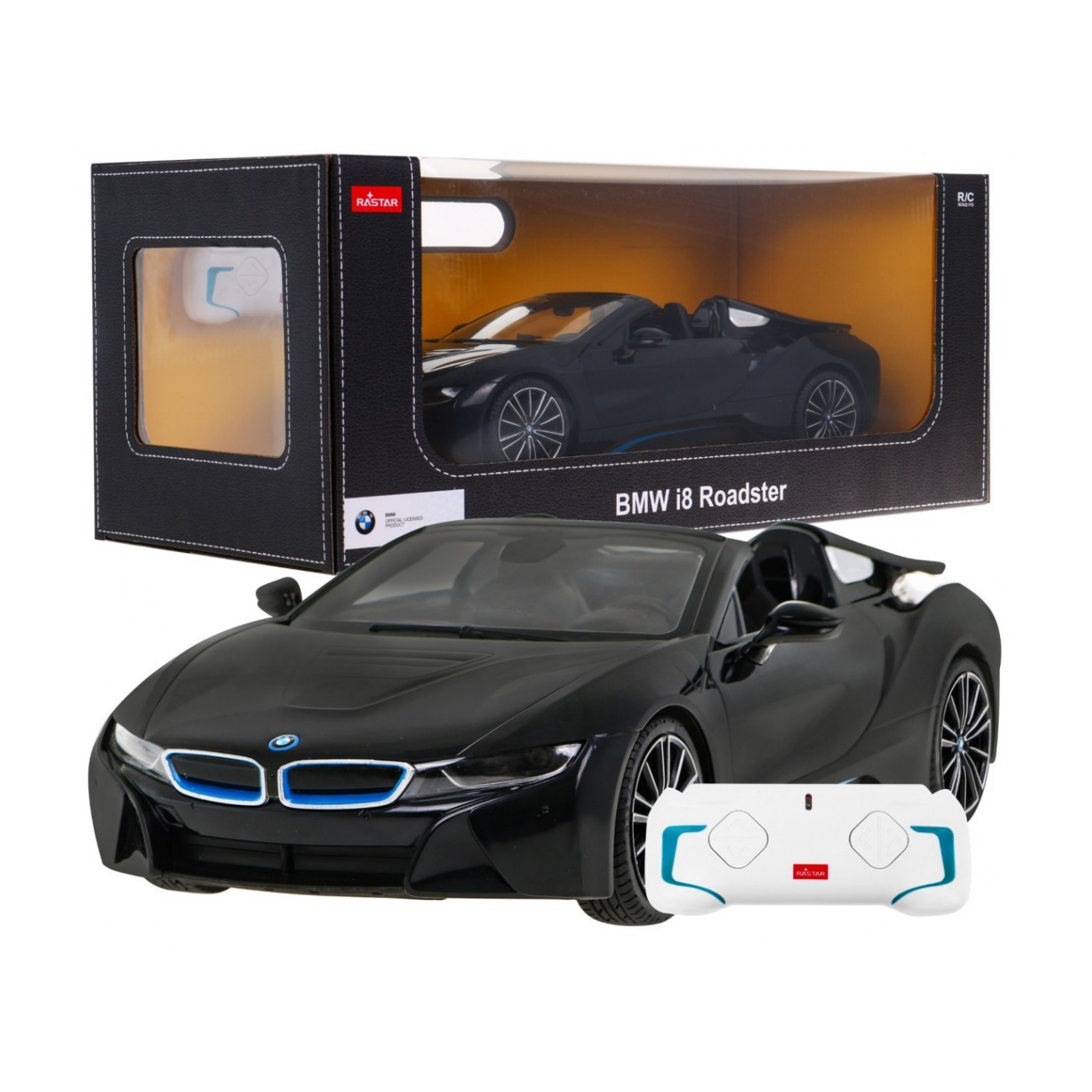 BMW i8 Roadster černý RASTAR model 1:12 Dálkové ovládání auta + 2,4 GHz dálkové ovládání