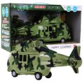 Vojenská dětská helikoptéra 3+ světle zelená + interaktivní zvuky světla + pohyblivé prvky