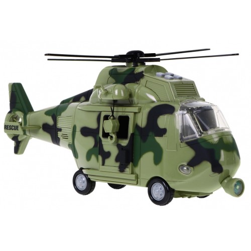 Vojenská dětská helikoptéra 3+ světle zelená + interaktivní zvuky světla + pohyblivé prvky