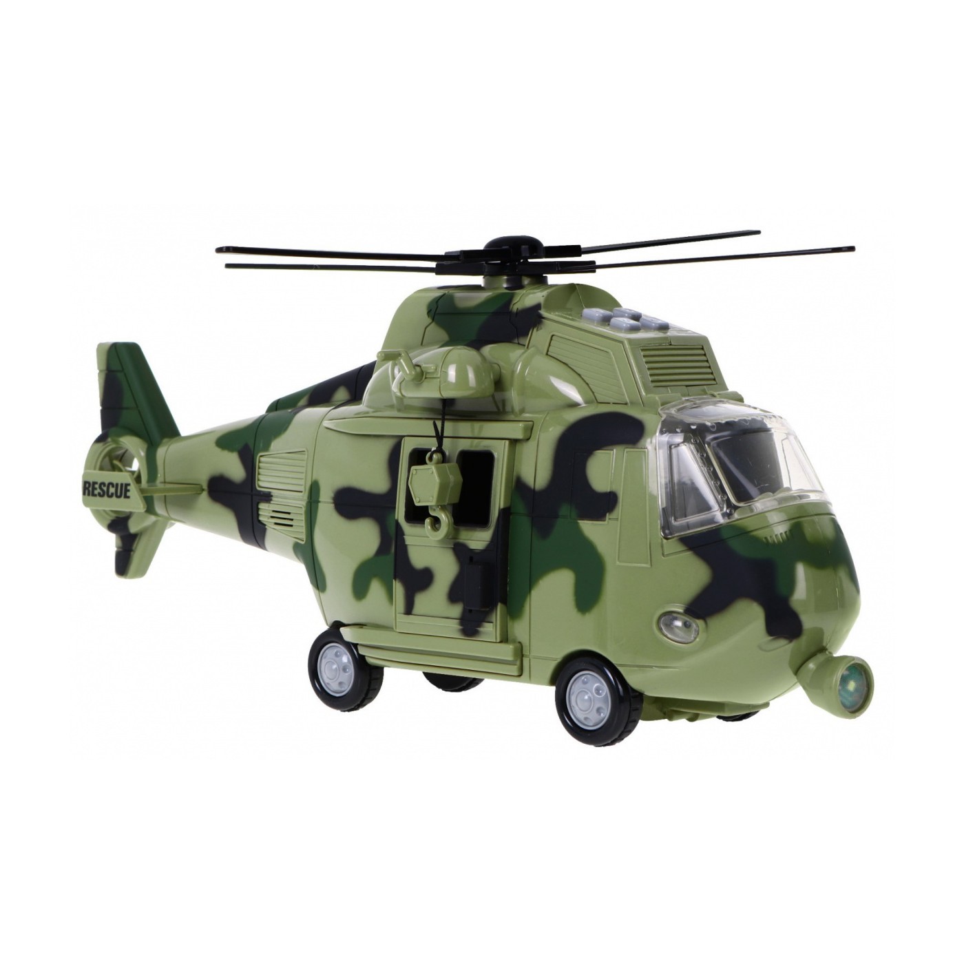 Vojenská dětská helikoptéra 3+ světle zelená + interaktivní zvuky světla + pohyblivé prvky