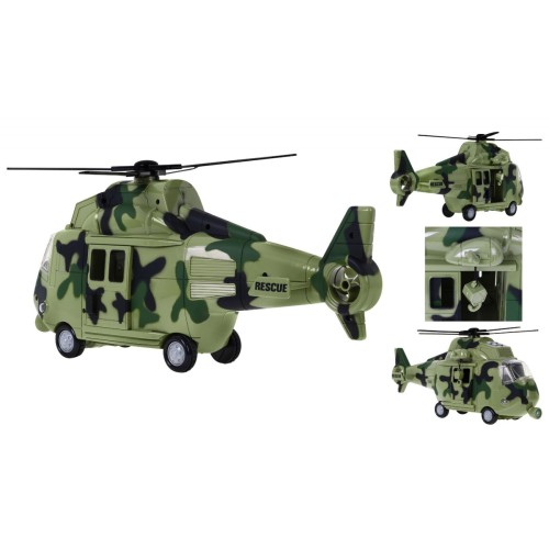 Vojenská dětská helikoptéra 3+ světle zelená + interaktivní zvuky světla + pohyblivé prvky