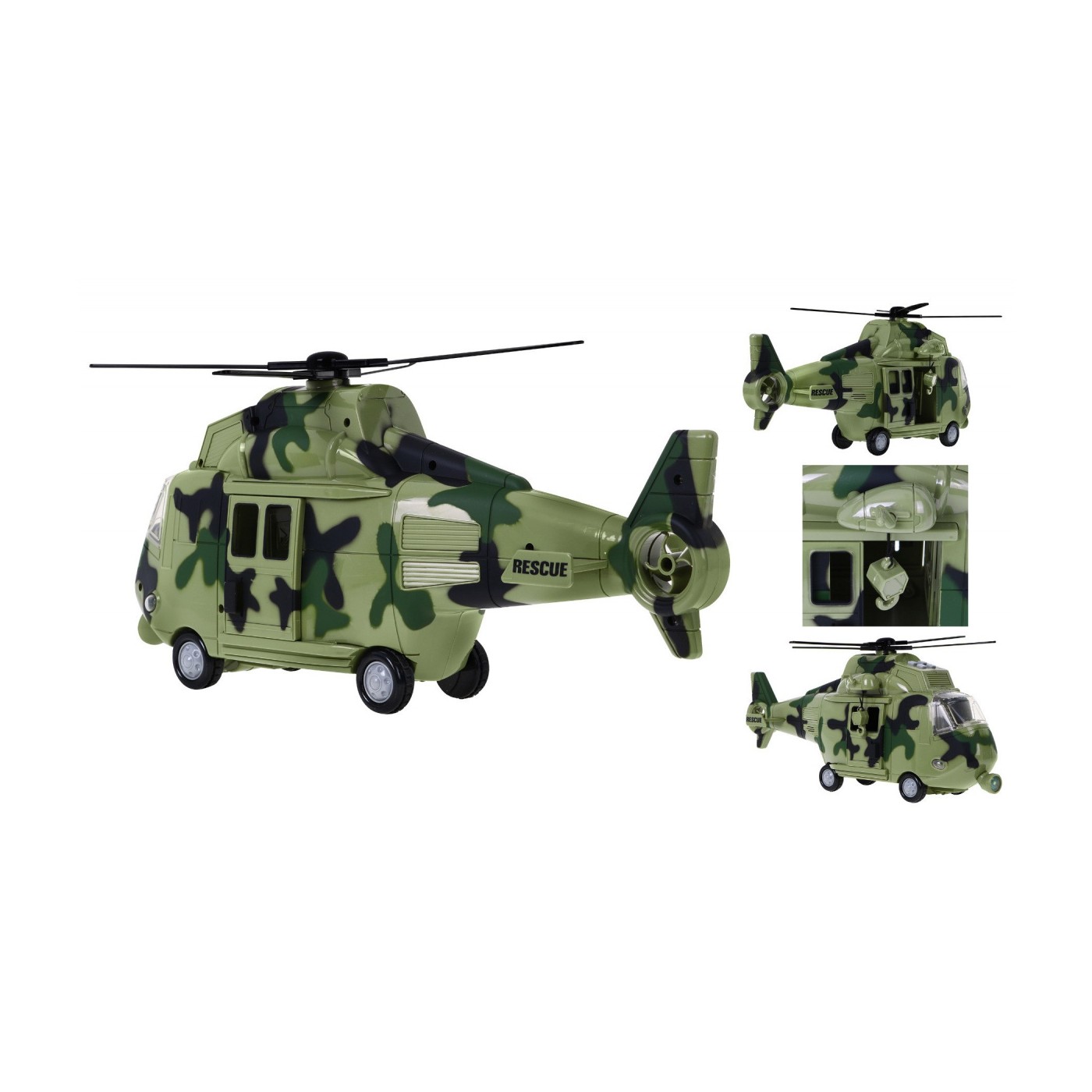 Vojenská dětská helikoptéra 3+ světle zelená + interaktivní zvuky světla + pohyblivé prvky