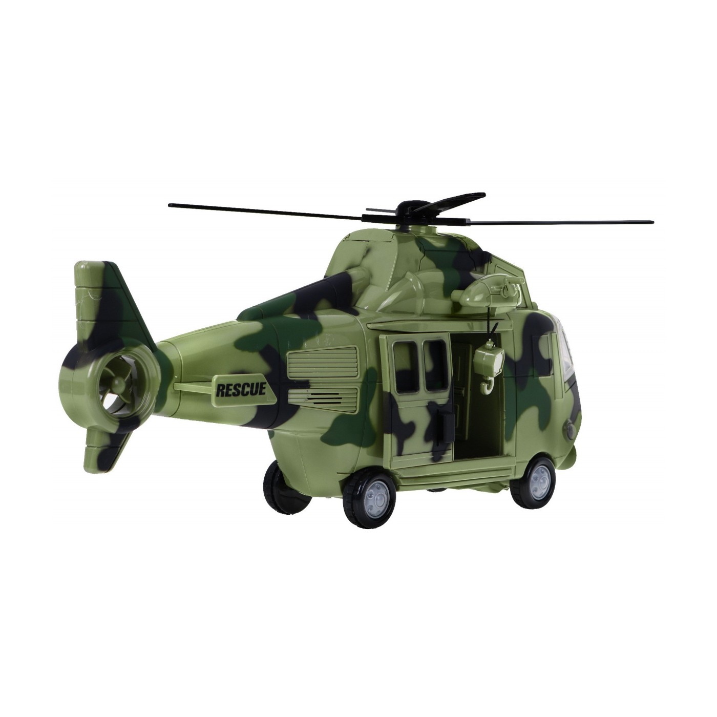 Vojenská dětská helikoptéra 3+ světle zelená + interaktivní zvuky světla + pohyblivé prvky
