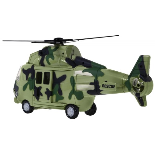 Vojenská dětská helikoptéra 3+ světle zelená + interaktivní zvuky světla + pohyblivé prvky